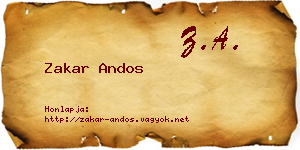Zakar Andos névjegykártya